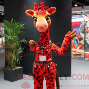 Red Giraffe mascot costume...