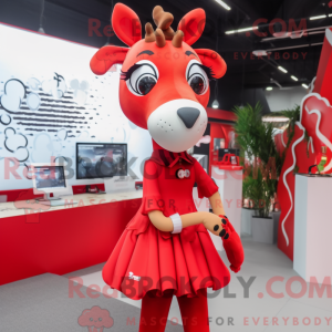 Red Giraffe mascot costume...
