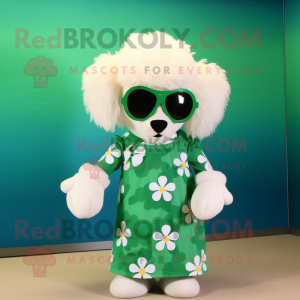 Cream Bunch Of Shamrocks mascot costume character dressed with a One-Piece Swimsuit and Sunglasses