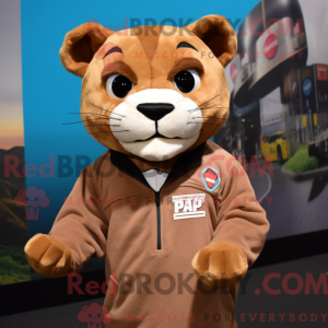 Brun Puma maskot kostume...