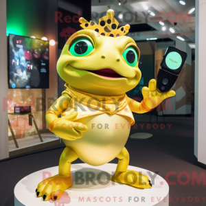 Gold Frog maskot draktfigur...