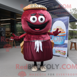 Maroon Hamburger mascot...