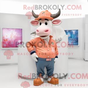 Peach Zebu mascot costume...