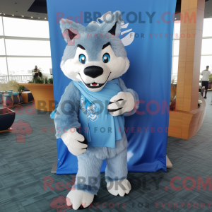 Sky Blue Wolf mascot...