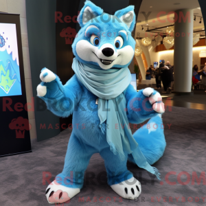 Sky Blue Wolf mascot...