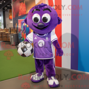 Paarse voetbal mascotte...