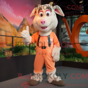 Peach Goat mascot costume...