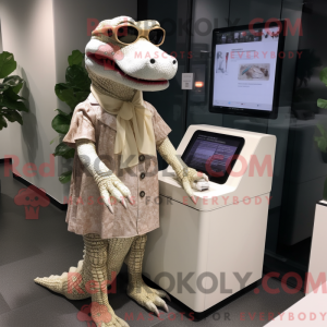 Beige krokodille maskot...