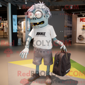 Grå Zombie maskot kostume...