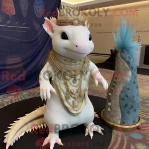 Cream Axolotls maskot...