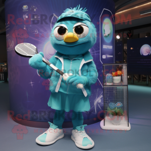 Teal tennisracket mascotte...