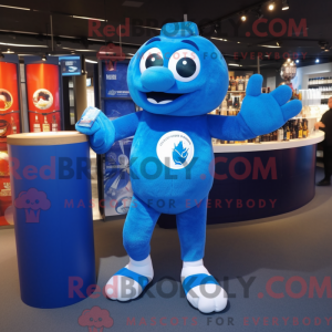 Blue Rugby Ball mascot...