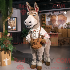 Beige Donkey mascot costume...