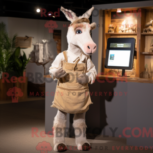 Beige Donkey mascot costume...