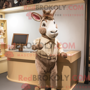Beige Donkey mascot costume...