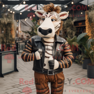 Tan Zebra maskot kostume...