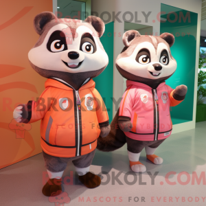 Peach Raccoon Maskottchen...