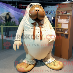 Cream Walrus mascot costume...