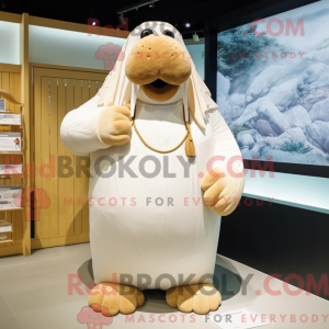 Cream Walrus mascot costume...