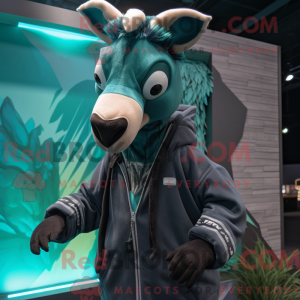 Teal Okapi mascot costume...