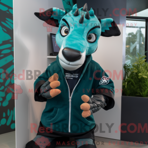 Teal Okapi mascot costume...