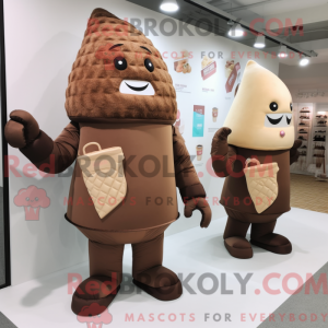 Brown Ice Cream Cone maskot...
