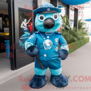 Turquoise Navy Seal mascot...