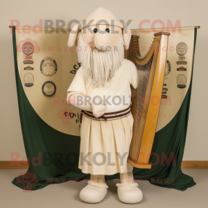 Creme keltisk harpe maskot...