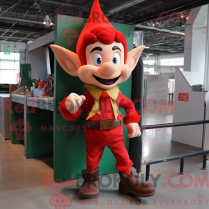 Red Elf maskot kostume...