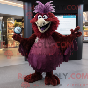 Maroon Harpy maskot kostume...