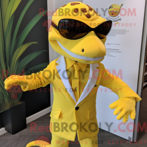 Gul Geckos maskot kostume...