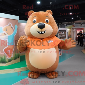 Peach Beaver maskot kostume...