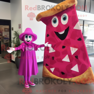 Magenta Pizza Slice mascot...