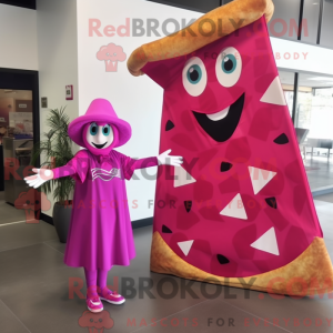 Magenta Pizza Slice maskot...