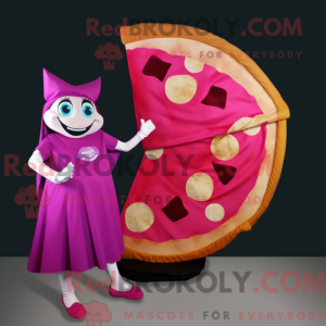 Magenta Pizza Slice mascot...
