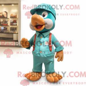 Teal Apricot mascot costume...