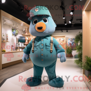 Teal Apricot mascot costume...