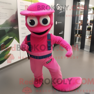 Rosa slangemaskotdraktfigur...