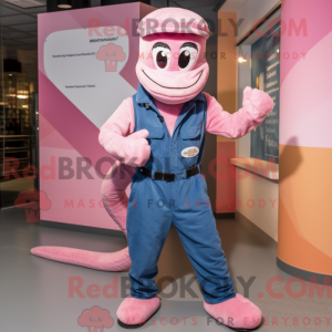 Pink Snake maskot kostume...