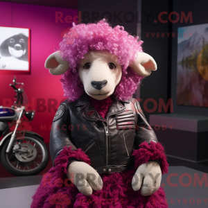 Magenta Merino Sheep mascot...