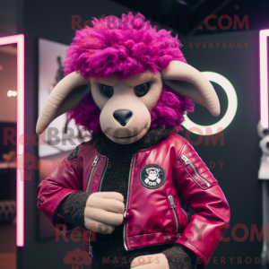 Magenta Merino Sheep mascot...