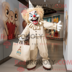 Cream Evil Clown mascot...