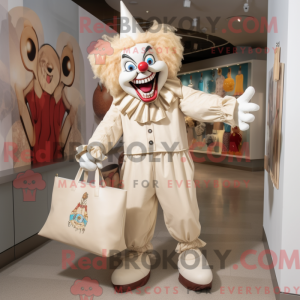 Cream Evil Clown maskot...