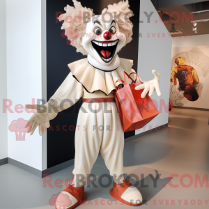 Cream Evil Clown mascot...