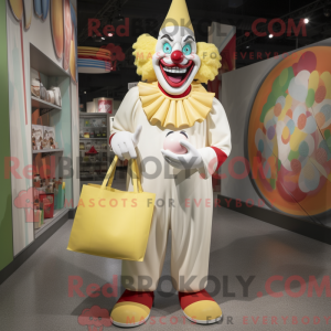 Cream Evil Clown mascot...