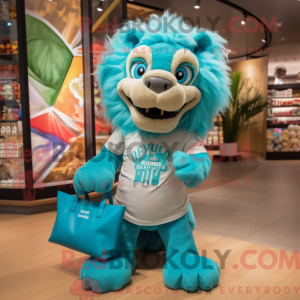 Cyan Tamer Lion mascot...