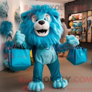 Cyan Tamer Lion mascot...