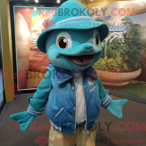 Teal Tuna mascot costume...