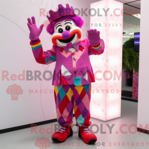 Magenta Clown Maskottchen...