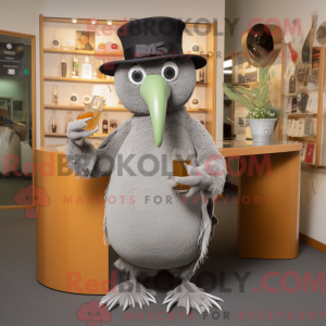 Grå Kiwi maskot kostume...